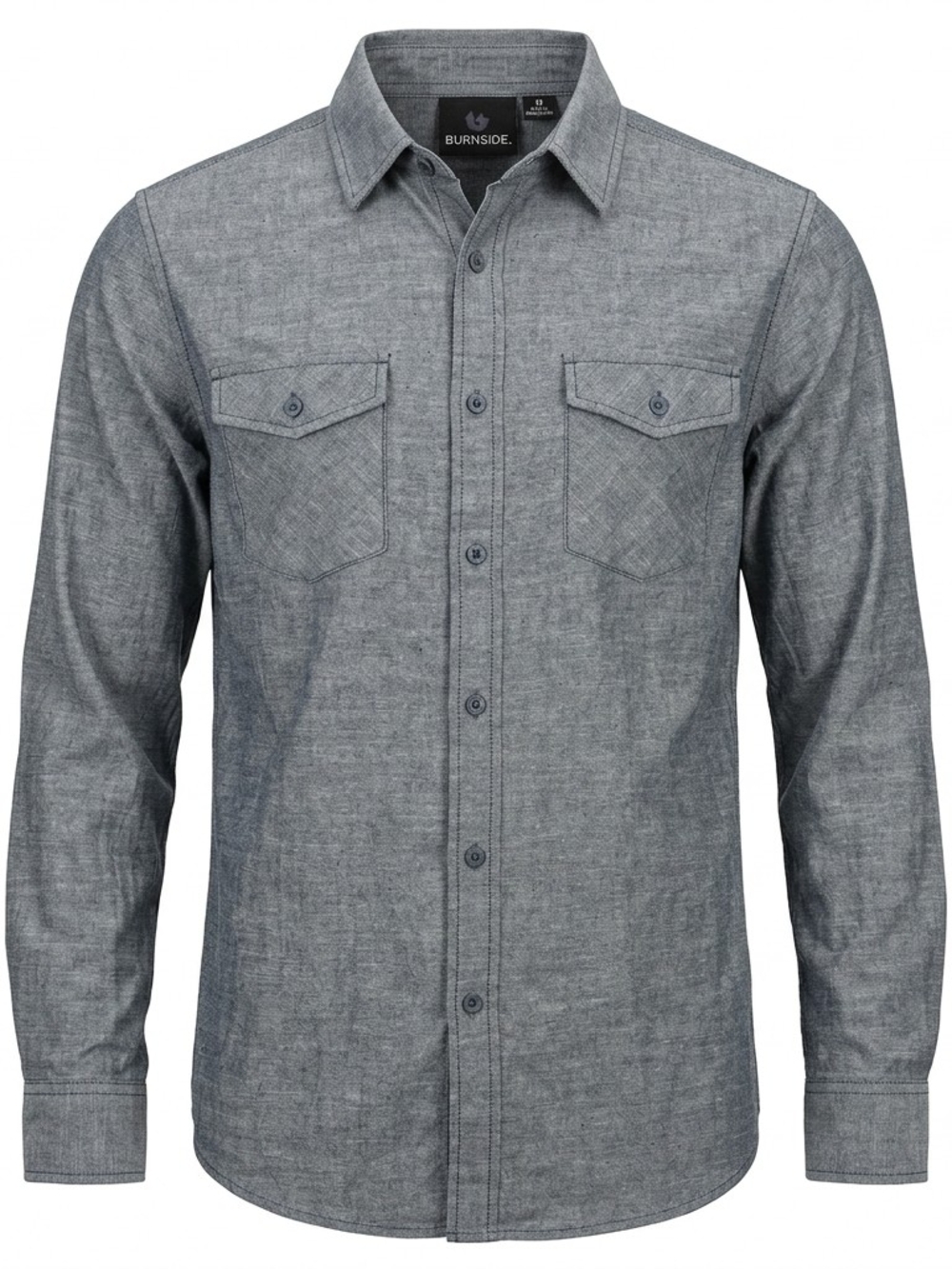 Burnside Men's Long Sleeve Button Down Chambray Shirt Gray Size Medium